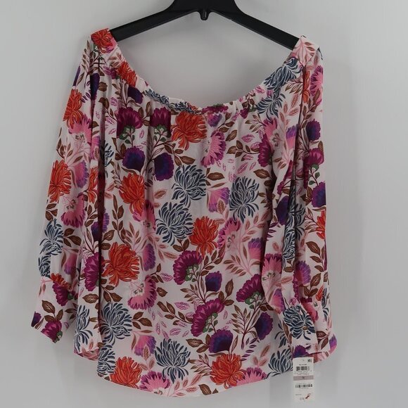 INC International Concepts Floral Blouse Lovely Lobelia in Bloom Size 1X NWT - Picture 1 of 9